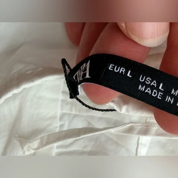 ZARA White Open Back Lace-Up Top | Puff Sleeve Euro Summer Blouse | Size L - Picture 10 of 12